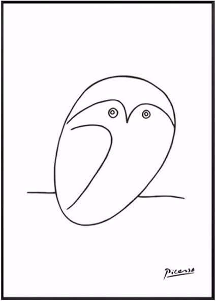 Picasso búho Arte póster Impresiones Negro Blanco línea Dibujo Lienzo