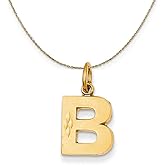 The Black Bow 14k Yellow Gold, Julia, Sm Satin Block Initial B Necklace