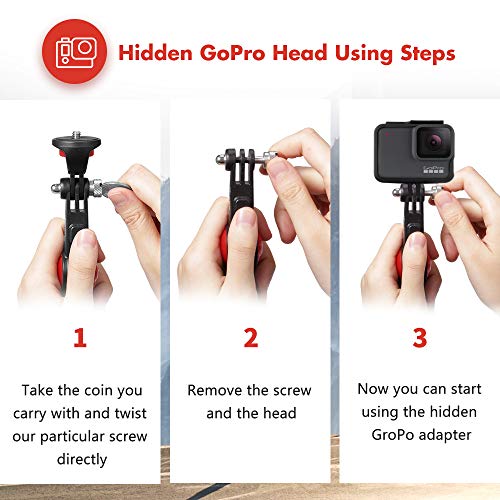 Fotopro UFO mogo Basic Flexible Phone Tripod, Waterproof Hand Grip Gooseneck Monopod Selfie Stick for Gopro with Bluetooth Remote and Smartphone Tripod Mount for iPhone & Camera