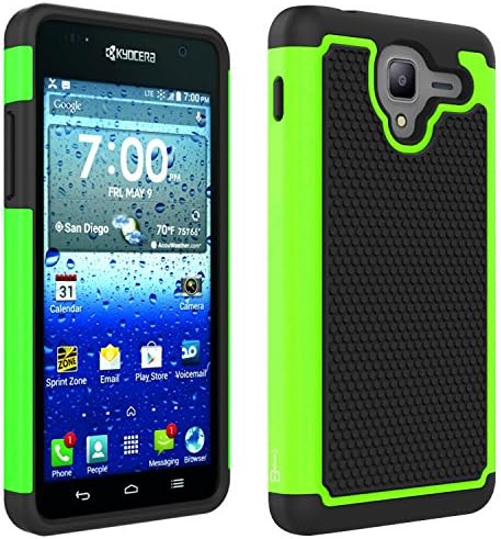 Kyocera Hydro View Case, Hydro Shore Case, Hydro Reach Case CoverON [HexaGuard Series] Slim Hybrid Hard Phone Cover Case for Kyocera Hydro View / Hydro Reach / Hydro Shore- Neon Green &amp; Black
