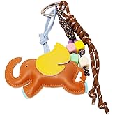 JMSFLLk Elephant Leather Keychain- bag charm for Handbags, Car Keys, Purse, Backpack-The flying messenger carrying innocence