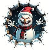 Christmas Festive Snowman Floral PVC Vinyl Car Decals Stickers Waterproof Self-Adhesive Decals for Cars, Laptops, Trucks, Motorcycles Wall Window Luggage Scratch Cover Door Decor Sticker