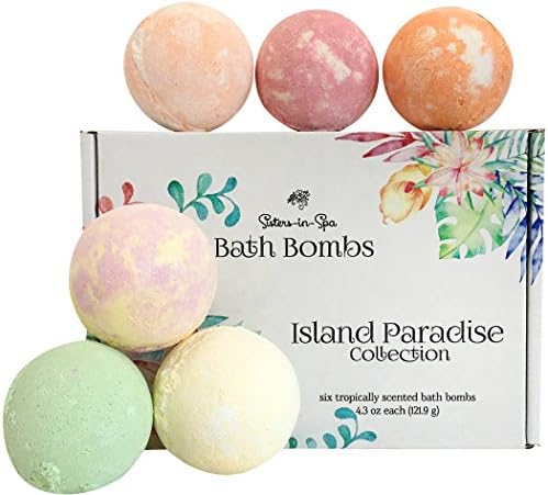 Sisters in Spa Tropical Fruit Fragrance Bath Bomb Gift Set - Large 4.3 Oz. Organic and Natural Bath Bomb with Essential Oils - Made in the USA