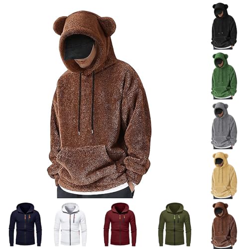 Work Jumpers for Men Hoodies for Men UK, Thermal Lined Winter Pullover, Heavyweight Warm Jumper with Front Large Pocket, Soft Warm Fleece Casual Mens Gym Hoodie