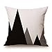 Elviros Cotton Linen Home Decorative Throw Pillow Case Cushion Cover for Sofa Couch, Black Geometric Lines, 18