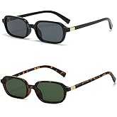Ridering Trendy Retro 90s Square Sunglasses for Women & Men,Small Narrow Vintage UV Protection Fashionable Sunglasses