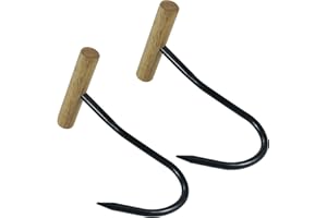 LAWNEAGLE 2 Pack 47010700 Hay Hook 9" Hardwood Handle and Black Metal Hook Replaces 47010700 S47010700 Hay Hook, Effortless to Hook Hay Bales for Farms and Pastures, Sturdy and Durable