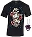 Awkward Styles Skull Shirts for Men Graphic - Roses Day of Dead Halloween + Sticker Gift