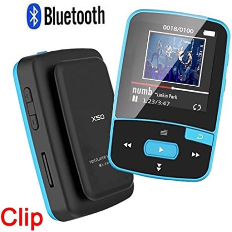 DeeFec Mini Sport Clip Bluetooth MP3 Player 8GB for Running with Clip FM Radio Voice Recorder Lossless Sound Portable Music Player-Expandable Micro SD Card to 64GB + Free Sport Armband (Blue)