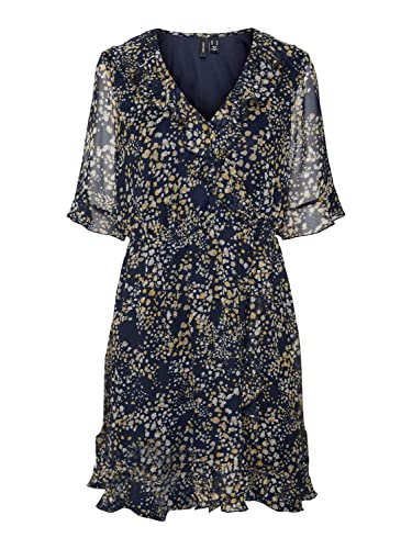Vero Moda Vmdora Kaya 2/4 Abito Corto Wvn Ga Vestito, Blazer Blu Navy/AOP: Dora, XS Donna