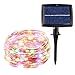 Icicle SUPER BRIGHT Solar Christmas Lights, 26ft 120 LED Waterproof Fairy Copper Wire Starry String Lights for Christmas, Patio, Lawn, Garden, Wedding, Party and Holiday Decorations (Multi-Color)