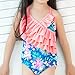 Saidi Girls One Piece Swimsuit Tiered Skirt Printed Pink