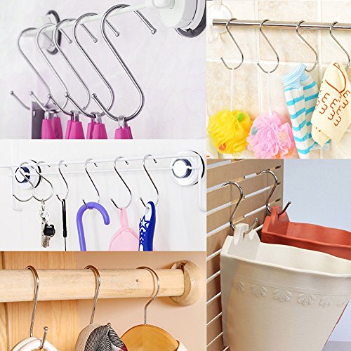 WOVTE Stainless Steel S Shaped Silver Tone Polished Plating Hanging Hooks for Kitchen, Bathroom, Bedroom and Office Pack… 6 WOVTE Stainless Steel S Shaped Silver Tone Polished Plating Hanging Hooks for Kitchen, Bathroom, Bedroom and Office Pack… - Image 7