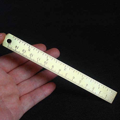EKLOEN 6 Inch Brass Ruler, Durable Tiny Ruler, Ideal for Notebooks, Planners, Diaries and As a Bookmark
