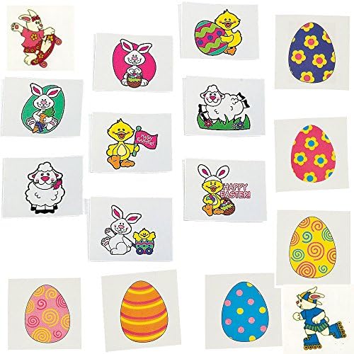 Easter Animals and Eggs Temporary Tattoos - 72 Pieces