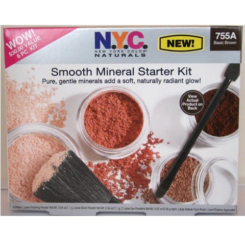 N.Y.C. Smooth Mineral Makeup Starter Kit - Powder Blush Eye Shadow Kabuki Brush