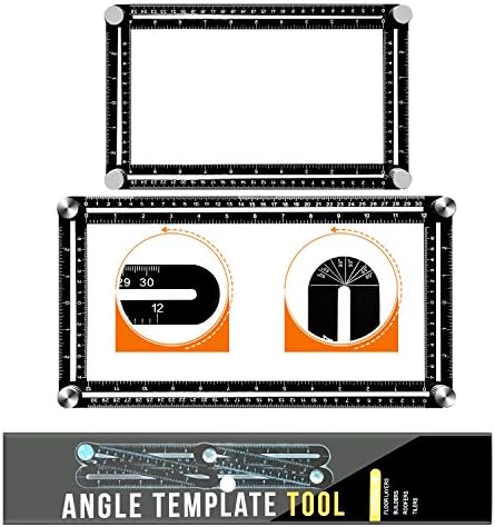 35CM lengthened design Angle Template Tool, Multi-Angle Measuring Ruler Premium Aluminum Alloy Angle Template Tool &amp; Layout Template Tool for Professional Carpenter Craftsman Builder Handyman