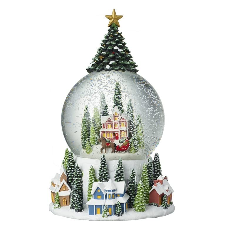 Heaven Sends Snowy Townscape Snowglobe With Tree Top 12x12x22.5 Centimetre
