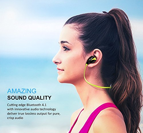 Bluetooth Headphones, TOTU Wireless Sports Earphones In Ear Earbuds w/ Mic Noise Cancelling Secure Fit for Gym Running Workout (IPX5 Sweatproof , Stereo, 8 Hours Playtime) - Green