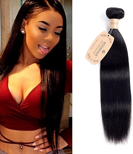 MOOMHAIR Brazilian Hair 1 Bundle 100g Vrigin Human Hair Extensions Weaves 7A Grade Natural Black Straight (10")