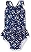 i play. by green sprouts Girls' One-Piece Swimsuit with Built in Reusable Swim Diaper, Navy Posies, 3T