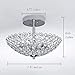 GLANZHAUS Modern 2 Lights 11.8 Inches Bowl Shaped Chrome Finish Crystal Flush Mount Ceiling Light, Crystal Chandelier for Living Room Bedroom