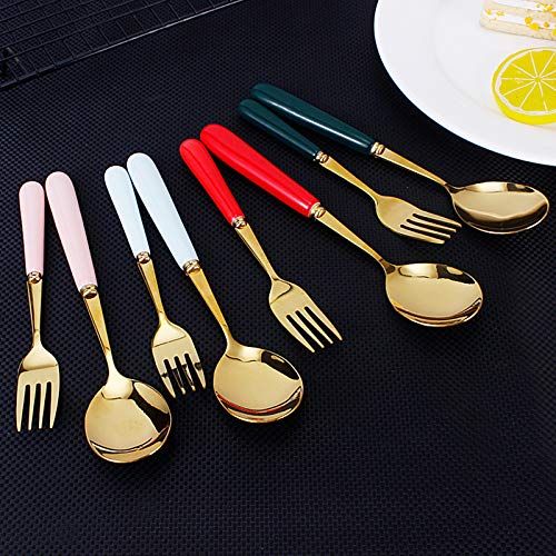 5 Piece Colored Silverware Cutlery Set with Case, Portable Stainless