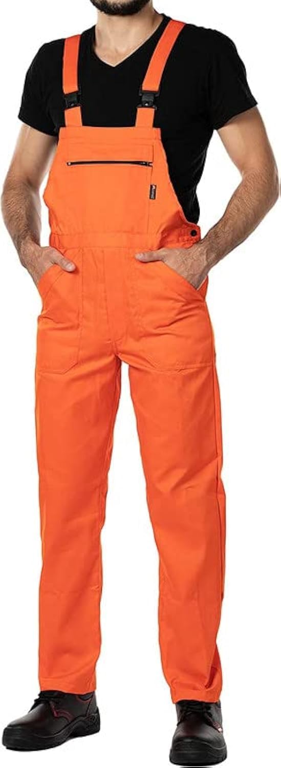 Work Bib and Brace Overalls, Overalls Men, Bib and Brace Dungarees Mens, Made in EU, Mazalat Protective Coverall, S -3XL Size - Made in EU - Work Trousers for Man, Lots of Colors, Orange, M