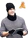 T-wilker 3 Pieces Knitted Hat Set Winter Thick Warm Snug Knit Hat + Scarf + Touch Screen Gloves for Men Womens (Black)