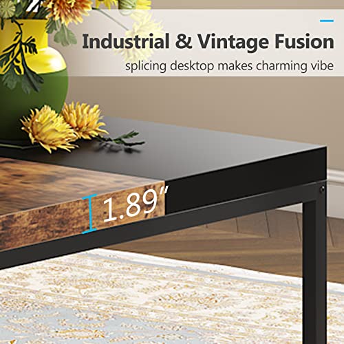Tribesigns Square Coffee Table, 40 inch Industrial Cocktail Table for