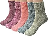 HOBULL Women's Wool Socks Casual Thick Knit Warm Winter Socks,5 Pairs