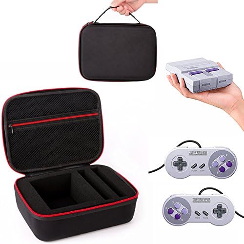 CHOI X SNES Classic Mini Case, Portable Hard Travel Carrying Case Waterproof Shockproof Dustproof Bag for Nintendo Super NES Classic Mini Console (2017), 2 Controllers, HDMI Cable, Other Accessories