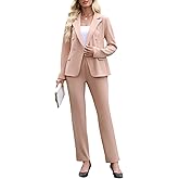 Aotasely Women's 2 Piece Suits Business Casual Outfits Double Breasted Blazer Pantsuits Professional Office Work Sets