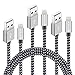 QSSTECH iphone Charger 3PCS 3FT 6FT 10FT Nylon Braided Lightning USB Cable Cord Charger Compatible with iPhone 7 7 Plus 6 6s 6 plus 6s plus, iPhone 5 5s 5c,iPad, iPod (Silver+Gray) (Black+Gray)