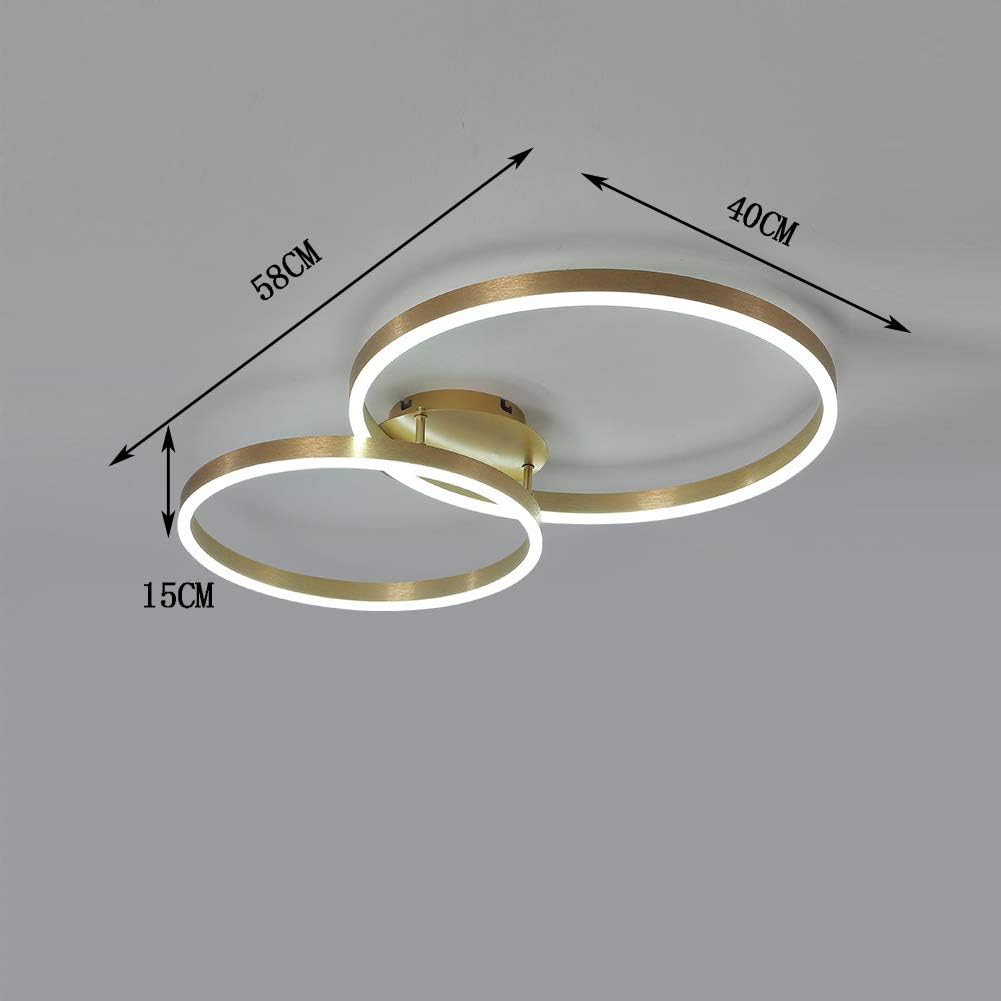 LED Deckenleuchte Gold Runde Ringe 2-Flammig Deckenlampe Dimmbare