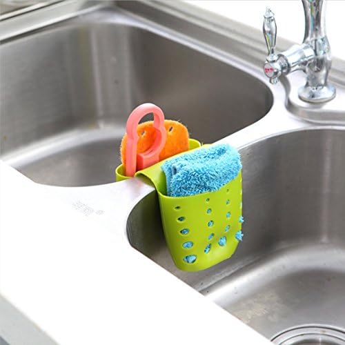 Kitchen Sink Sponge Storage Drainage Sack Saddle-type dual-use Drainage basket Shelves (green)