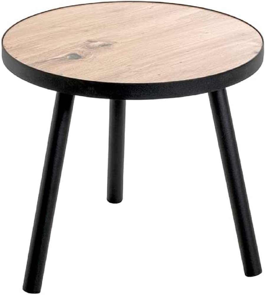 HAKU End Table oak, black, MDF, Metal - Dim.: H 37 x Ø 40 cm, Style: Modern
