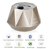 Bluetooth Speakers with Super Bass, beegod Mini Diamond Bluetooth Wireless Stereo Speaker with Mic For Phone and AUX Line In (Gold)