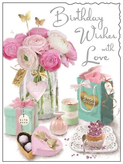 Jonny Javelin Birthday Wishes with Love Card - Flowers & Presents