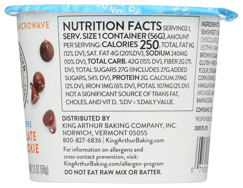 KING ARTHUR, GLUTEN FREE CHOCOLATE CHIP COOKIE SINGLE SERVE MIX, 2 OUNCE