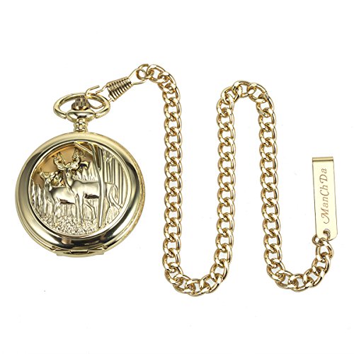 ManChDa Antique Stainless Steel Chain for Pocket Watch Gold-Plated 14Inch - Thumbnail 2