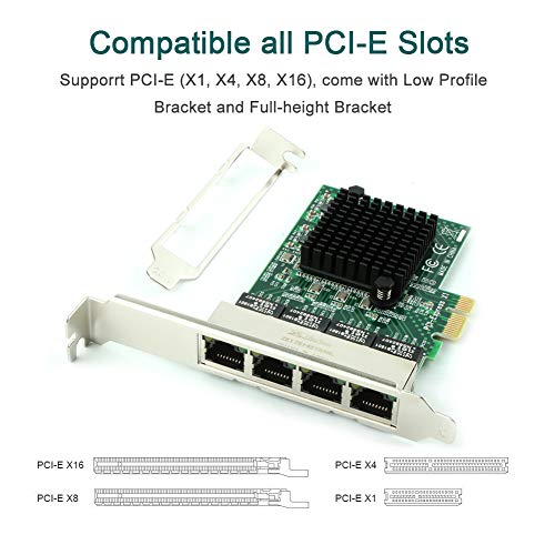 Ziyituod Gigabit Ethernet Card, 4-Port PCI-E Network Interface