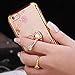 iPhone 7 Plus Floral Crystal TPU Case-Lozeguyc Soft Slim Bling Plating Rubber Cover for iPhone 7 Plus 5.5 Inch with Rhinestone Diamond and Detachable 360 Ring Stand-Rose Gold and Pink
