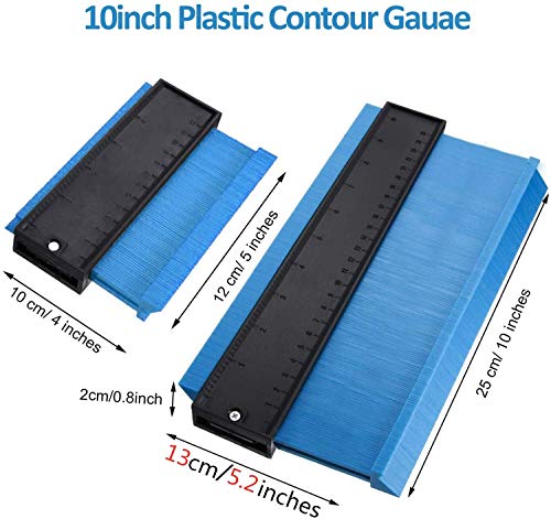 Aaaspark 2 Pack Wider Contour Gauge Shape Duplicator(5 Inch 10 Inch) Template Tool with Precisely Copies Irregular and Awkward Shapes - Precise Measurement Tiling Laminate Wood Marking DIY Tool(Blue)
