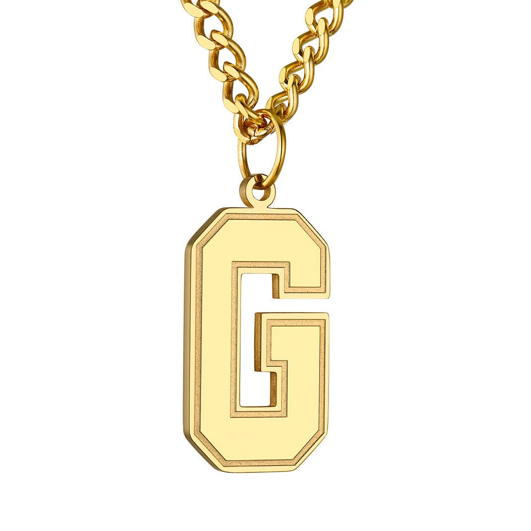 GoldChic Jewerly 18K Gold Plated G Initial Necklace, Hip Hop Men's Letter Necklace with Gifts Box