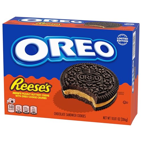 OREO REESE’S PEANUT BUTTERY CREME CHOCOLATE SANDWICH COOKIES, LIMITED EDITION, 10.81 OZ