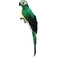 LWINGFLYER Green Artificial Parrot Life Size Foam Feather Parrot Macaw Birds for Decoration Costume Shoulder Ornament Modern Home Garden Party Decor (9.8inch/25cm)