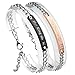 Jovivi Personlized Custom 2pcs His Queen/Her King Couple Bracelet Men Women Stainless Steel Cubic Zirconia Matching Bracelets Set for Lover Boyfriend Girlfrind Valentine Gifts w/Gift Box