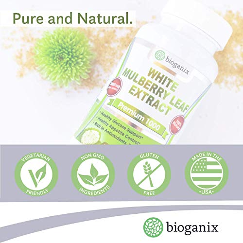 Pure White Mulberry Leaf Extract Premium Blood Sugar Control 1000mg | Natural Supplement for Weight Loss, Sugar Cravings & Crash Control | Non-GMO, No Fillers | 60 Veggie Capsules