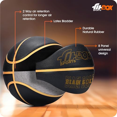 FitBox Sports Blend BlackGold Basketball Official Size 5 |Professional Match Ball for Indoor & Outdoor Games & Training | Ideal for Kids & Adults | Ideal for Basketball Enthusiasts and Athletes 2